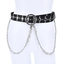 Горячее предложение, ремень на талию в стиле панк, сексуальные подвязки с металлической цепочкой для женщин, модный регулируемый кожаный ремень, вечерние аксессуары
