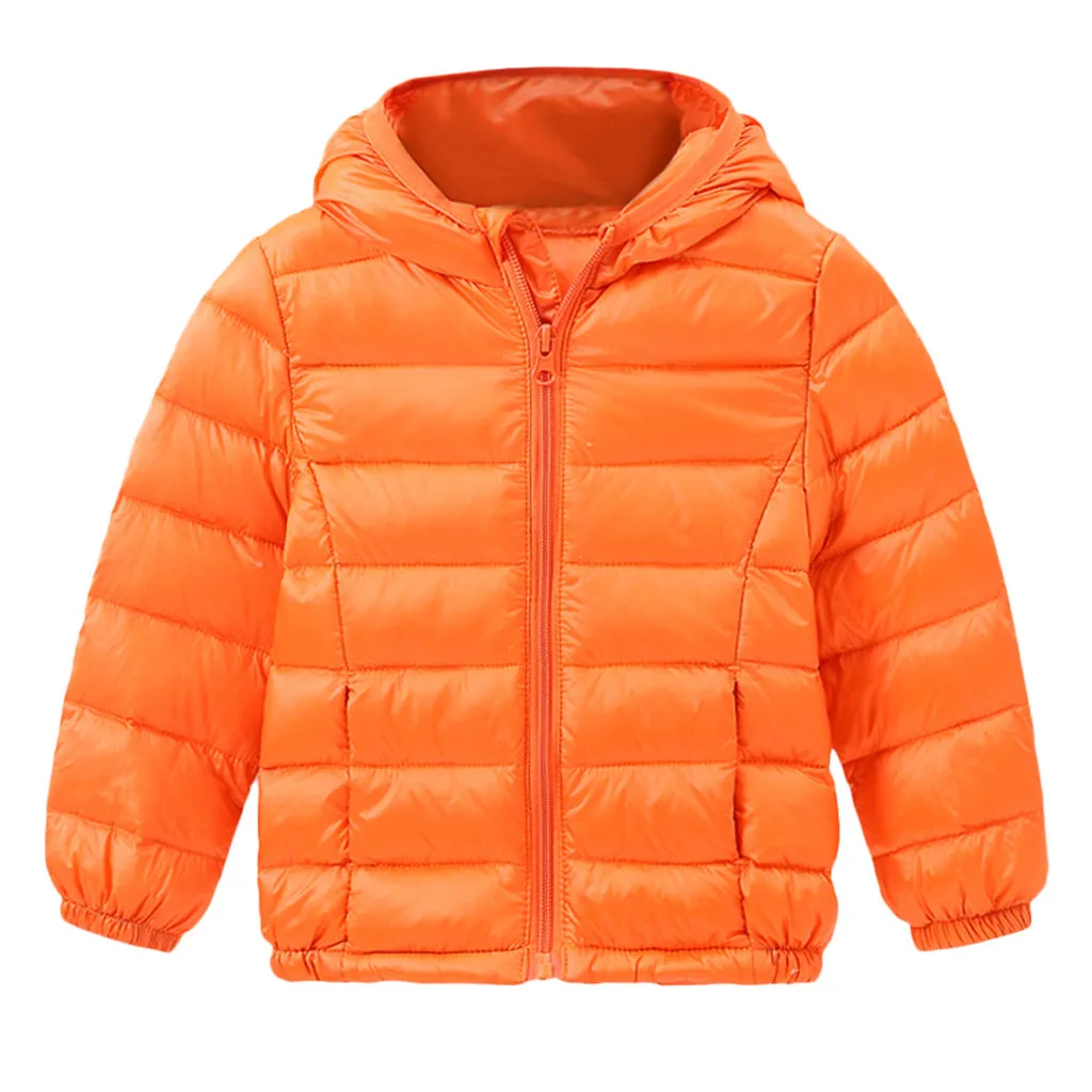 Детское пальто коллекция года, осенне-зимняя куртка для мальчиков и девочек, детская одежда верхняя одежда с капюшоном Одежда для мальчиков-подростков пальто на 3, 4, 5, 6, 7, 8 лет - Цвет: Оранжевый