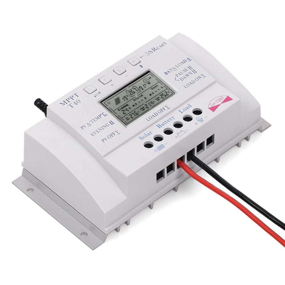 MPPT40A высокоэффективный PWM солнечный контроллер с ЖК-дисплеем регулятор заряда с двойным таймером Интеллектуальная защита от перегрузки