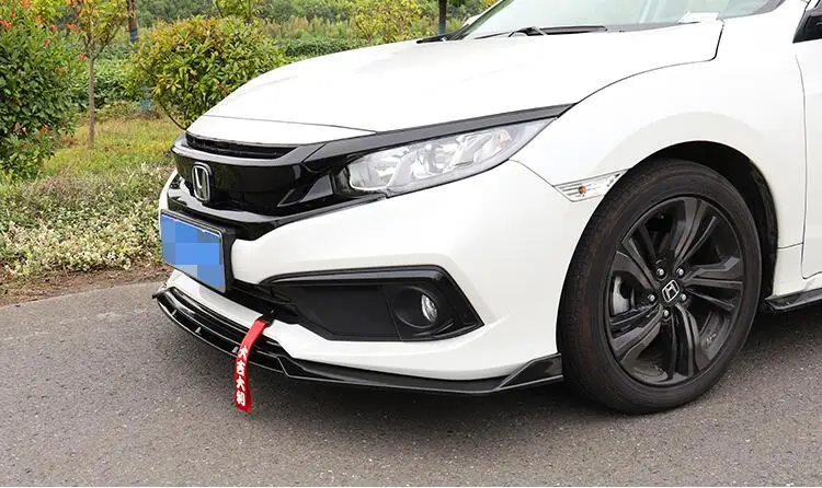 Для Honda Civic защита выхлопного отверстия переднего бампера подходит Civic Body набор бампер Передняя Лопата Задний Спойлер ABS черный