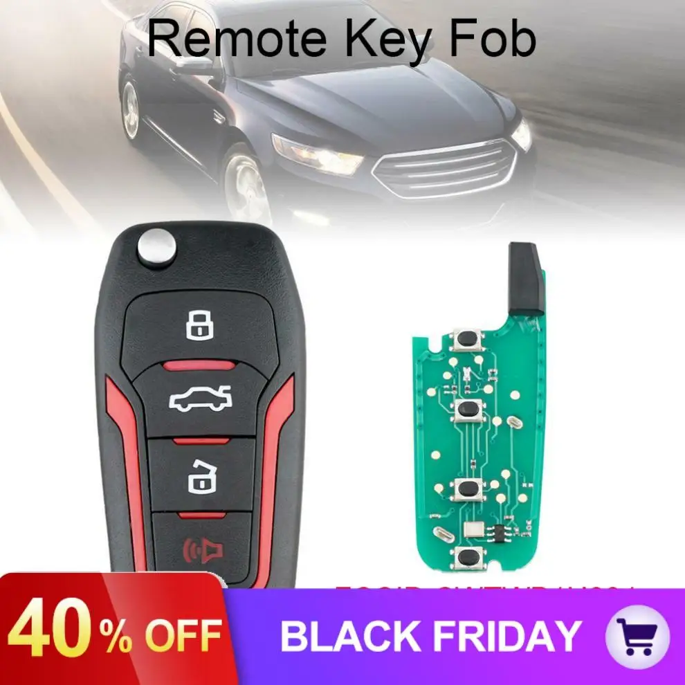 315MHz 4 Buttons Upgraded Replacement Flip Car Remote Key with 4D63 80Bit Chip Fit for Ford Mustang Edge Explorer F-150 / F-250