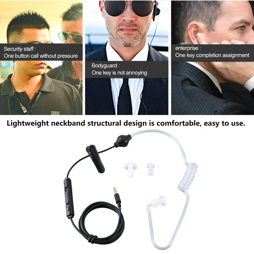 Single Stereo Secret Service Air Tube 3.5mm Anti Radiation Mobile Phone Headsets Headphone
