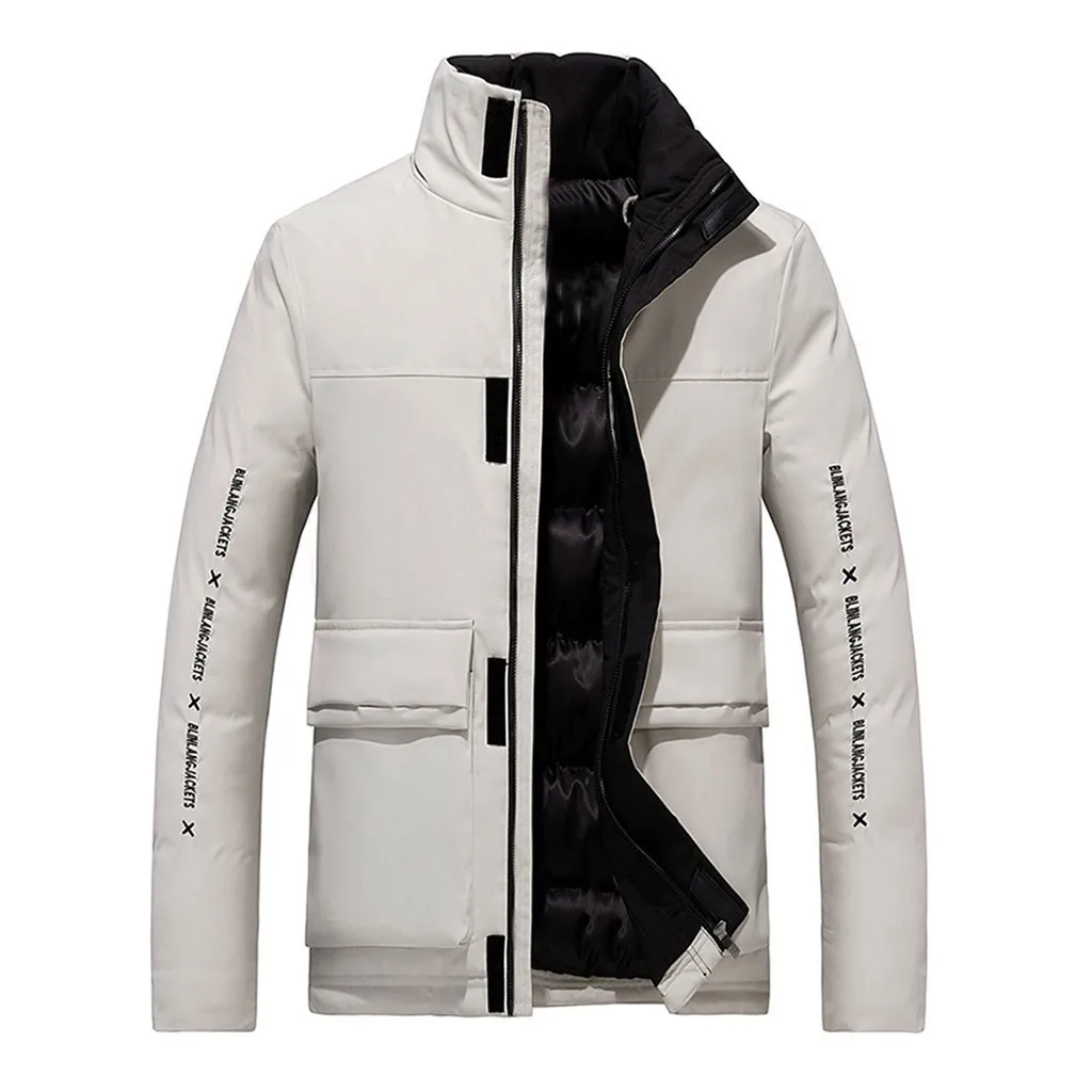 Лыжные куртки, стильные мужские осенние и зимние модные однотонные хлопковые пальто со стоячим воротником, лыжная куртка для мужчин