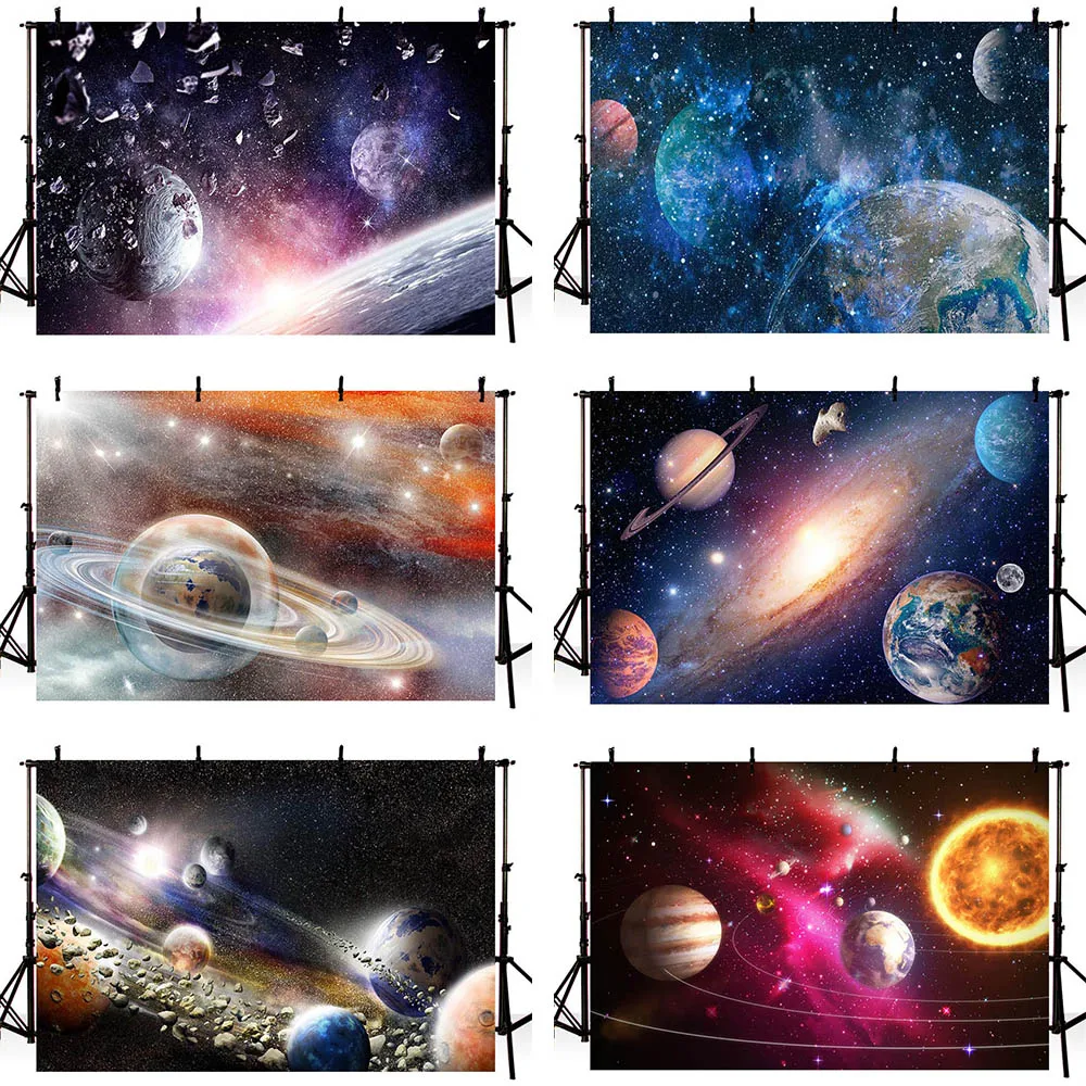 

Mehofond Universe Space Planet Baby Shower Backdrop Glitter Light Moon Boy Birthday Banner Photography Background Photo Studio