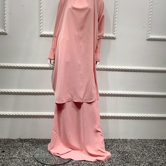Ramadan Eid Prayer Garment Muslim Dress Hooded Abaya Jilbab Hijab Long Khimar Abayas for Women Dubai Islam Niqab Djellaba Burka Pink
