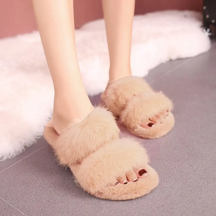 

Really Rabbit Fur Slipper Women's 2018 Autumn And Winter New Style Outer Wear Household Warm Daughter Baby Slipper