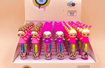 

multicolor 4 color happy kid ballpoint pen cartoon stationery prize kawaii school gift pen office color pen writing pen 36pc/lot