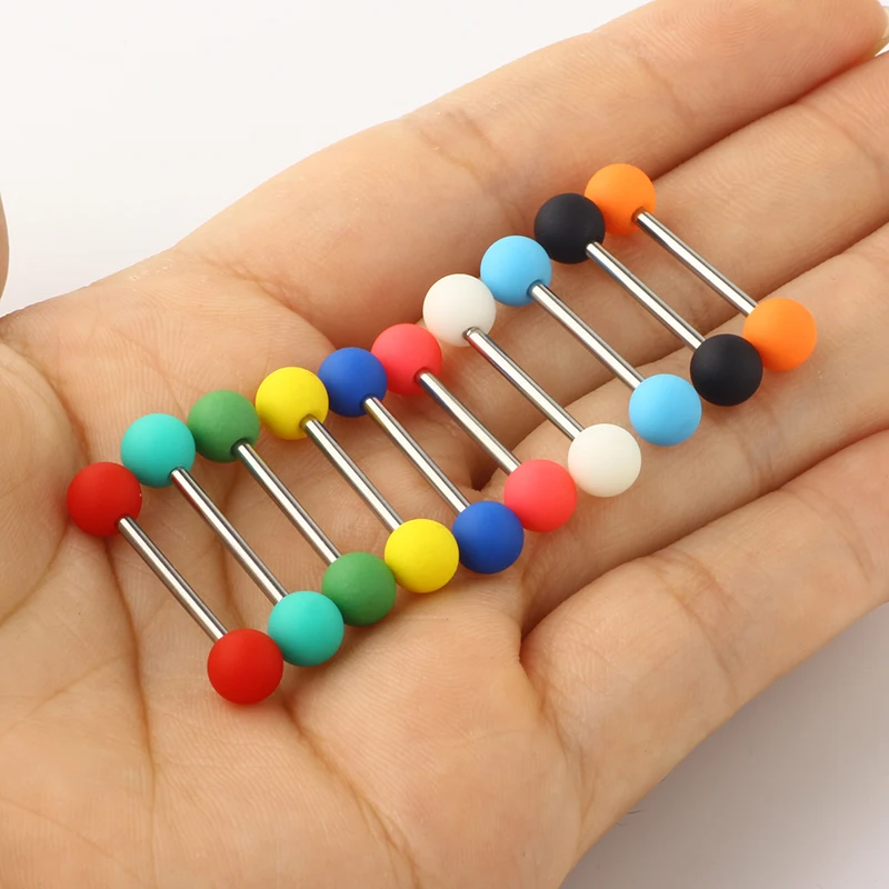 16mm  Acrylic Straight Tongue Nipple Ring Retainer Piercing Tongue Barbell Ring Nippleings Body Jewelry for Women Men 10 colors