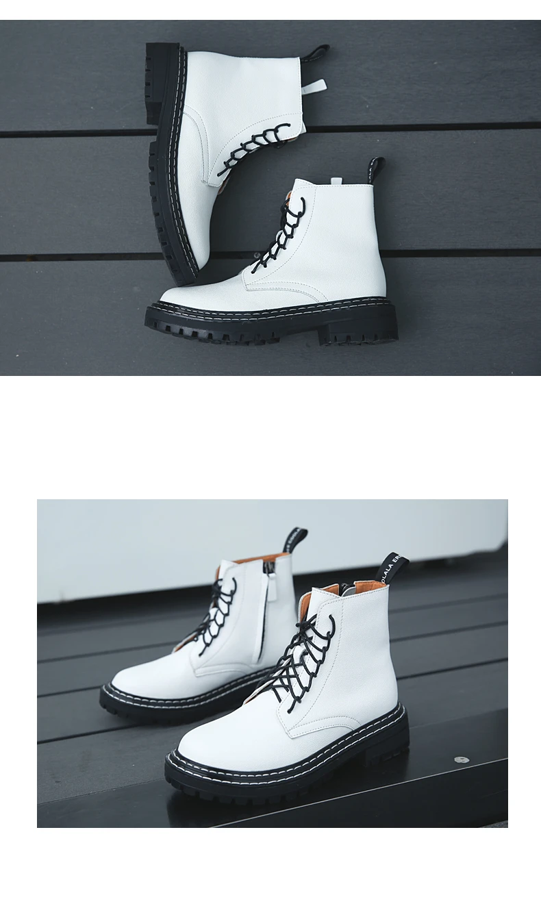 Golden Sapling Platform Boots Women Outdoor Tactical Shoes White Genuine Leather Classic Wedge Sneakers Women's Trekking Boots