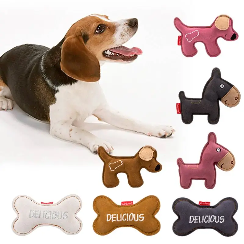 

Durable Pet Cartoon Leather Dog Toy Chewing Training Tooth Resistant Toys for Dogs Puppies Bite Squeeze Sound Toy