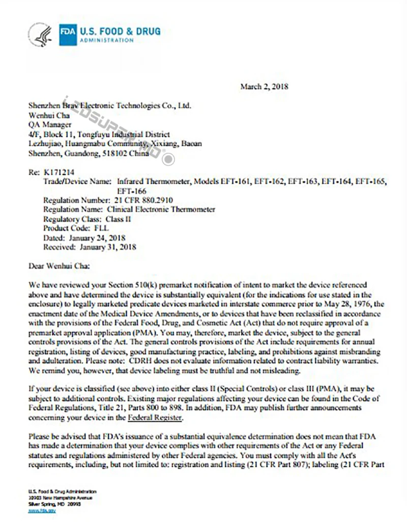 Infrared Thermometer FDA