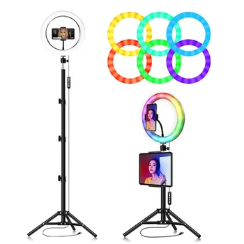 

5Options RGB LED Light 10"Ring Light Ringlight Light+Tripod for Makeup Live Streaming Vido Shooting Selfie Creative Photography