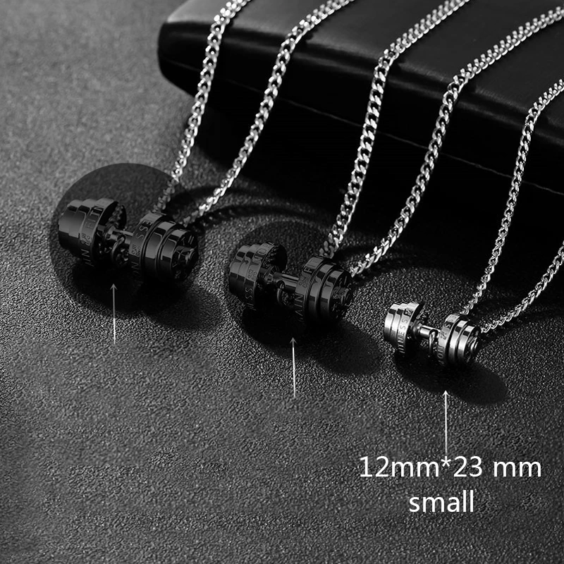 small silver Oulai777 модная штанга фитнес подвески мужское ожерелье из нержавеющей стали пара спортивные мужские цепи женские аксессуары с подвеской - Окраска металла: small silver