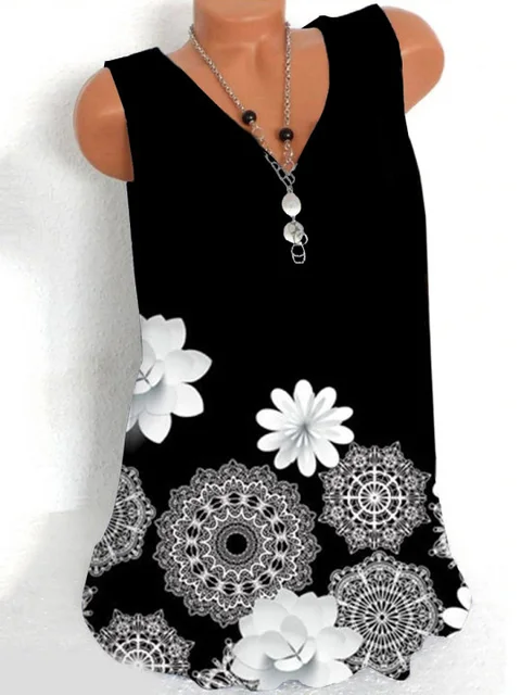 Fashion new casual large size T-shirt V-neck sleeveless vest temperament ladies T-shirt tops women green