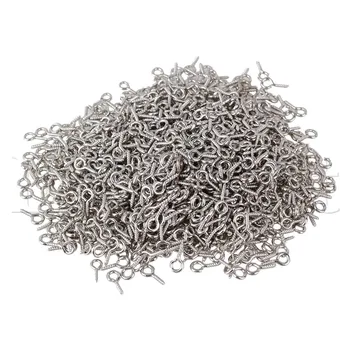 

1000pcs Metal Mini Screw Eye Pins for Furniture Hardware 0.4# Silver 10mm Length
