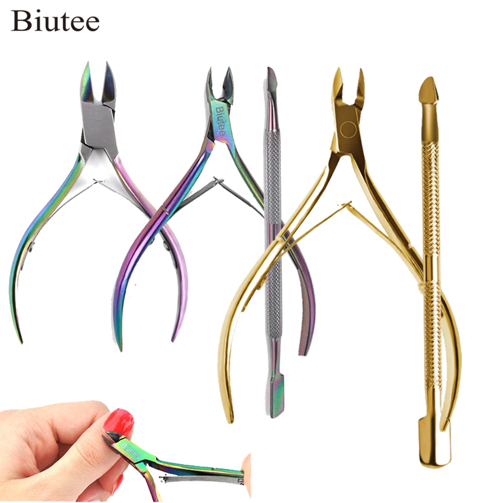 

Gold Stainless Steel Nail Cuticle Scissors Manicure Pedicure Tools kits Double Fork Dead Skin Scissor New