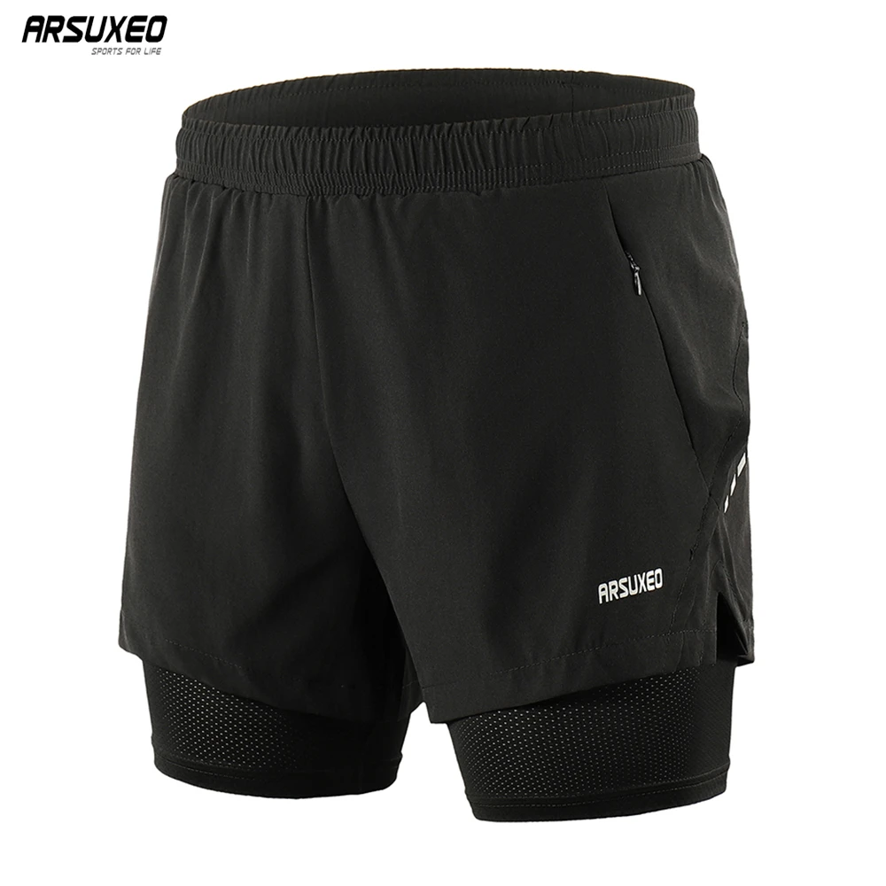Arsuxeo Men Running Shorts 2 In 1 Sports Shorts Quick Dry Active