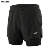 ARSUXEO Men's Running Shorts 2 in 1 Sports Shorts Quick Dry Active Training Exercise Jogging Gym Shorts With Zipper Pockets B202 1
