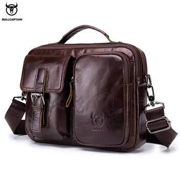 

BULLCAPTAIN Men Genuine Leather Crossbody Bag Male Cowhide Shoulder Bags Male Casual Briefcase Leisure Travel Handbags Bussiness