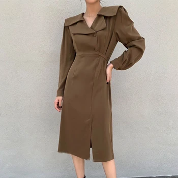 

Spring and Autumn women's dress casual solid color slim dress