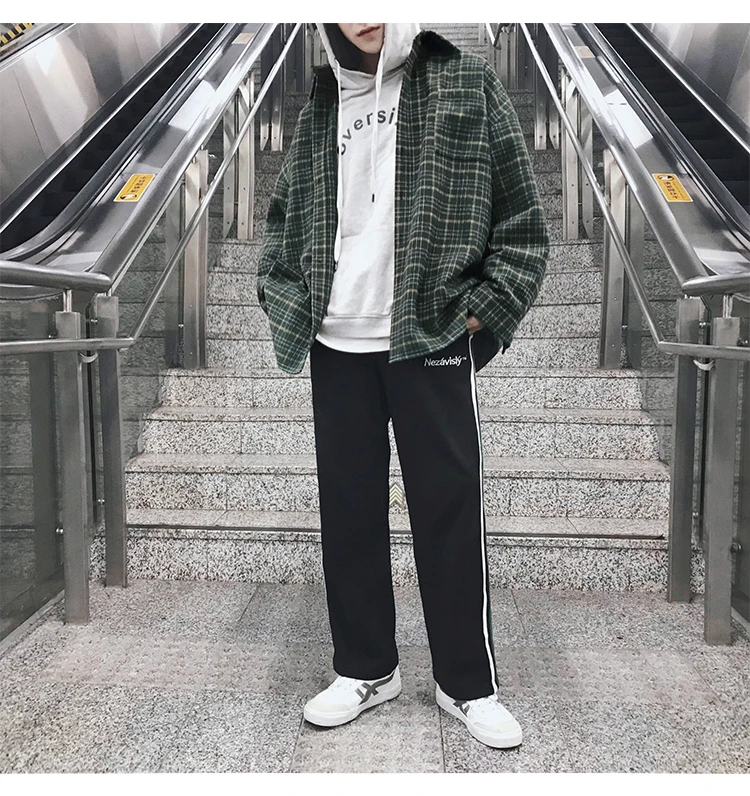 Шерстяное мужское клетчатое Ретро Новое корейское стильное уличное Harajuku шикарное мужское зимнее пальто смешанные универсальные свободные 2XL повседневные трендовые горячие новые