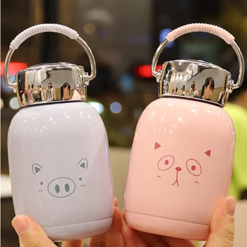 

Portable Stainless Steel Thermos Cup Small Cute Student Drinking Cup Creative Cartoon Children Big Belly Kettle Insulated Cups