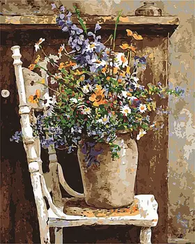 

Wild Flowers Paint By Numbers 16x20" for Adults Kids Linen Canvas Wild Flowers Pots Vase on Chair Crafts Digital Oil Paint