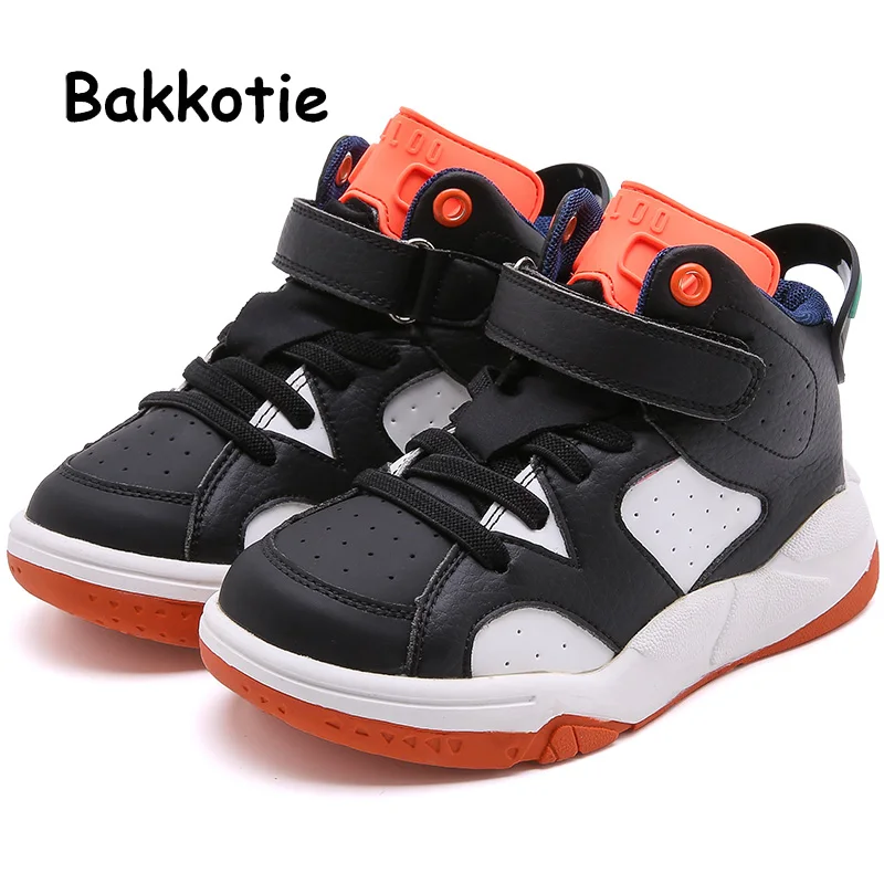 Bakkotie/ г. Новая Черная Спортивная обувь для мальчиков Модная Осенняя черная повседневная обувь розовые мягкие дышащие высокие кроссовки для девочек