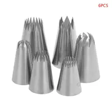 6 шт. украшения торта обледенение труб Насадки Набор Крем калибровки Совет нержавеющая сталь DIY печенье плесень выпечки инструменты H7EA