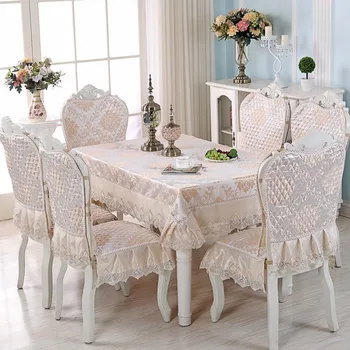 

Luxury Europe Table Cloth Satin Floral Lace Chair Seat Cushion Cover Dining Table Party Banquet Wedding Decor Tablecloth tapetes
