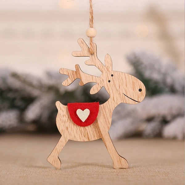 1 шт. подвесные деревянные милые рождественские украшения с собакой Подвески DIY деревянные поделки орнамент с рождественской елкой детский подарок Рождественское украшение для вечеринки - Цвет: Deer