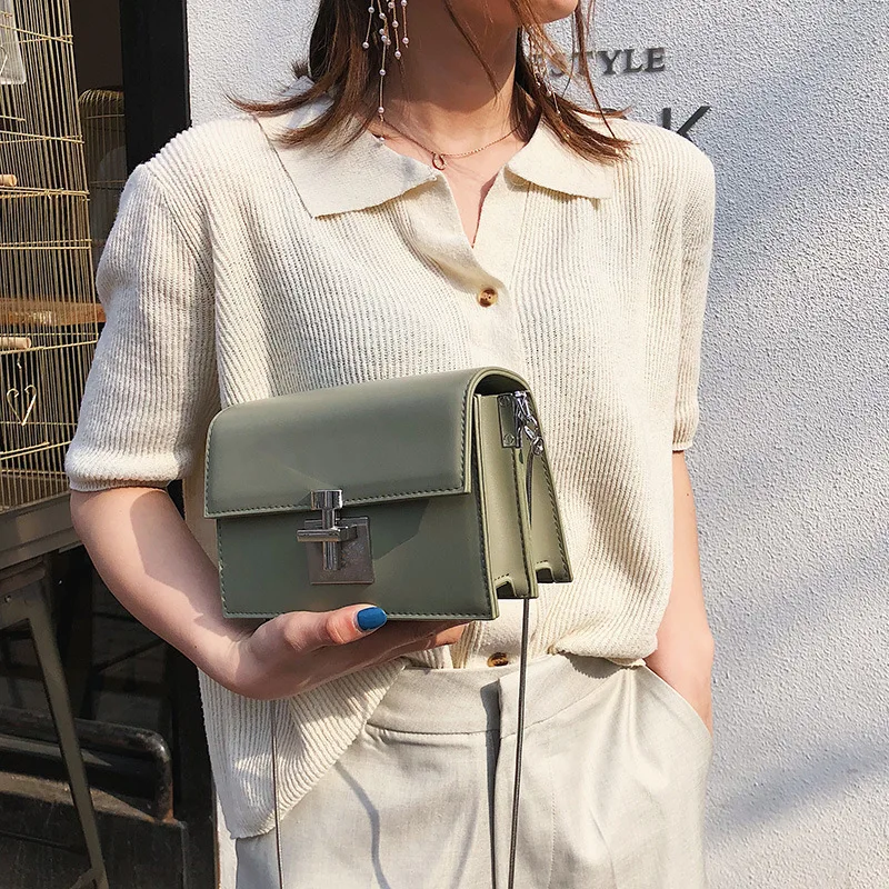 

2019 Korean-style Spring And Summer New Style Chain Lock Square Sling Bag Women's Casual Shoulder Women's Bag