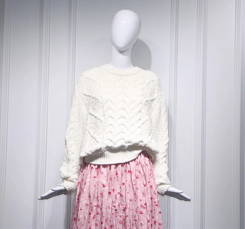 

2019 Velvet White Round-necked Loose Sweater Tide Women O-Neck Pullovers Computer Knitted Clothes Sweater Women