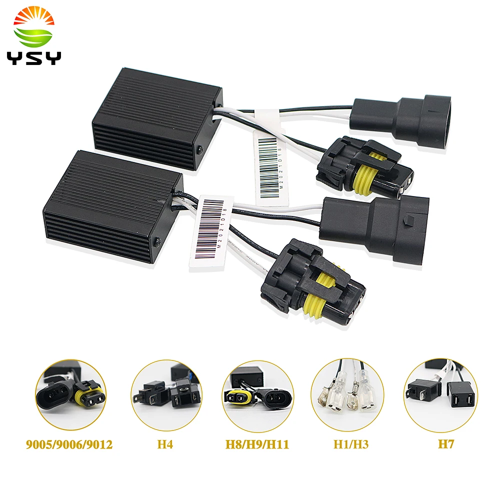 

2pcs H4 H7 H8 H11 9005 HB3 9006 HB4 LED Bulb Decoder Resistor 50w Canbus Error Canceller Wire Harness Adapter for Car Headlight