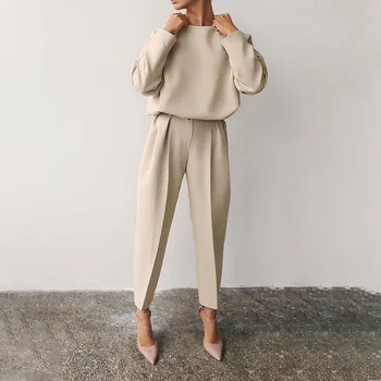 

Casual High Waist Khaki Pants Women Summer Spring Brown Ladies Office Trousers Zipper Pocket Solid Female Pencil Pants