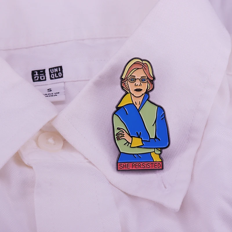 Она упорная Elizabeth Warren pin Феминистская поддержка подарок