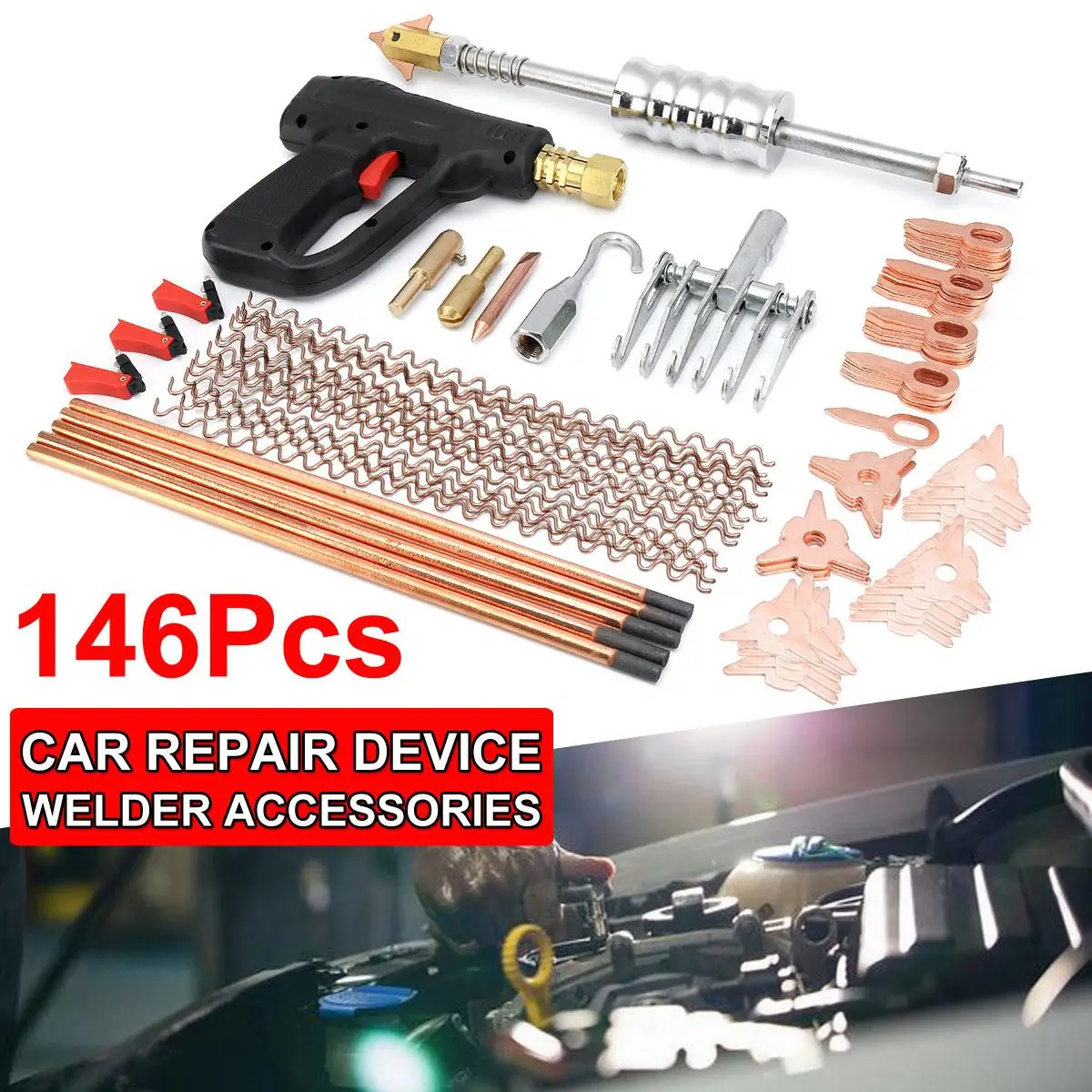 

146Pcs Dent Puller Kit Car Body Dent Repair Device Welder Stud Weld Welding & Soldering Supplies Metal Equipment