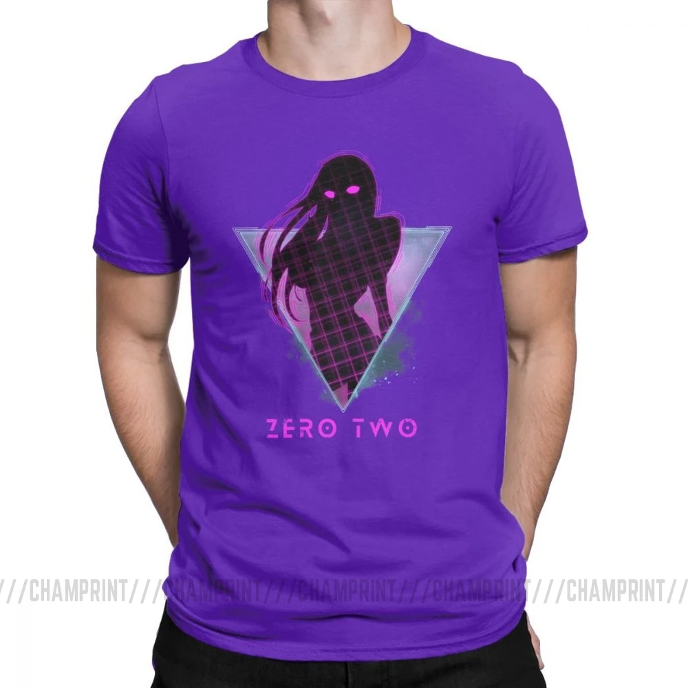 Zero Two футболка Future 80s аниме Дарлинг в The Franxx футболка для мужчин хлопок футболки забавные вентиляторы подарок одежда размера плюс - Цвет: Фиолетовый