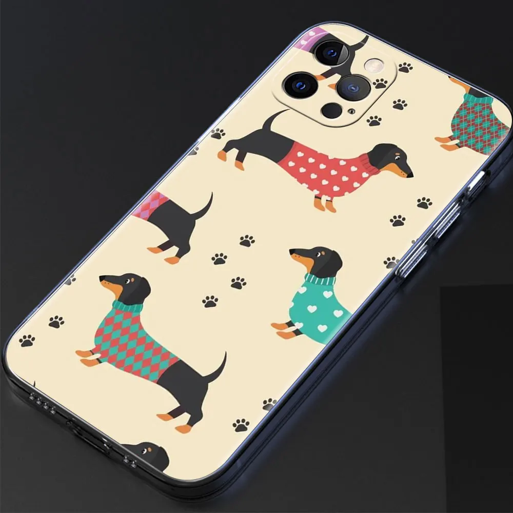 apple 13 pro max case Dachshund Silhouette Dog Clear Case For Apple iPhone 13 Pro Max 11 12 Mini XR SE 2020 7 8 Plus X XS 6 6S Silicone Phone Cover iphone 13 pro max cover