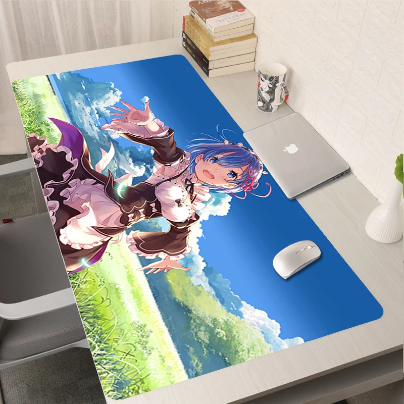 Mouse Pad Gamer New Xxl Desk Mats Keyboard Pad Anime Re Zero Rem Emilia Laptop Carpet Soft