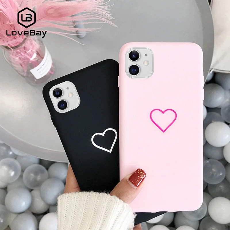 Lovebay милый чехол для телефона iPhone 11 Pro 6 6s 7 8 Plus X XR XS Max мультяшный простой сердечко