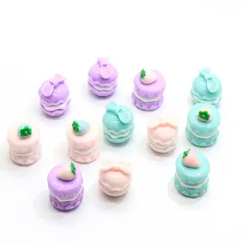 

10/50 pcsAssorted Pastel 3D Miniature Dollhouse Chocolate Cake Cabochons 22MM Resin Ice-cream Sandwich Cookie Cake With Bow Resi