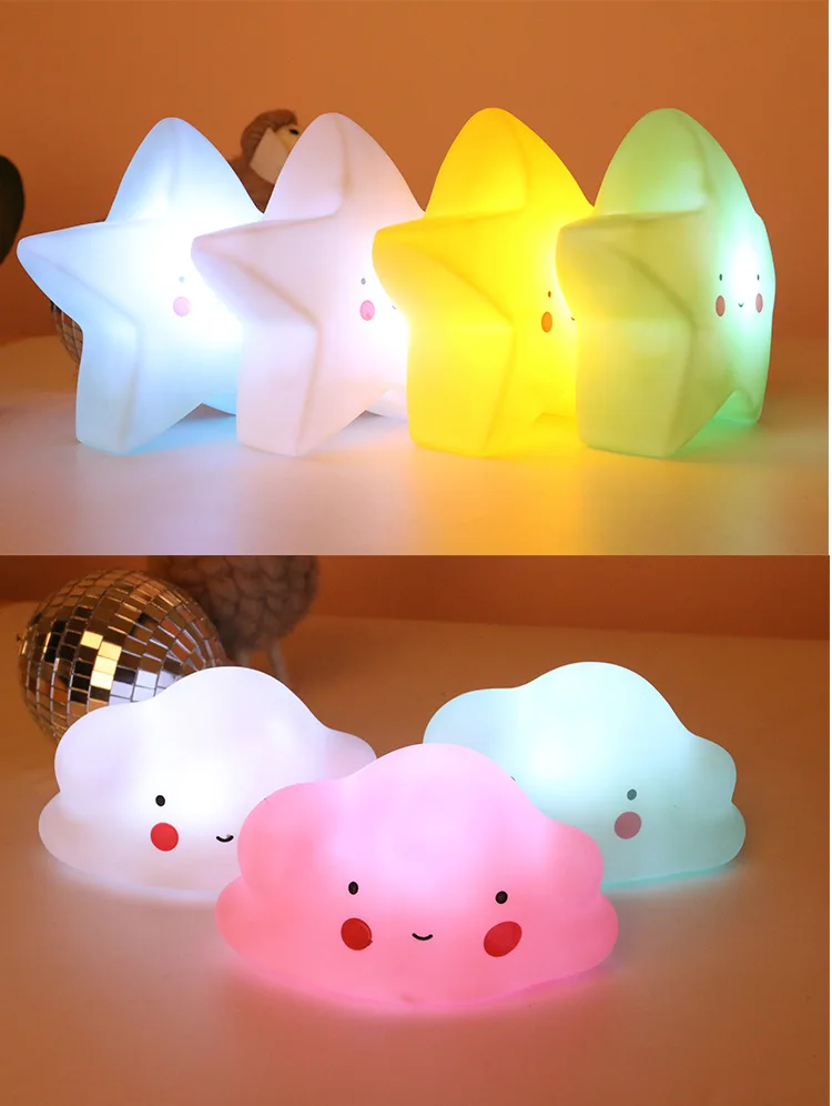 4 Colors Star LED Night Light Creative Bedroom Decoration Light Baby Feeding Lamp Bedside Night Light Children's Luminous Toy