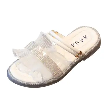 

Girls' Sandals Infant Baby Flat Soft Bottom Shoes 1-6 year-old Kids Summer Home Slippers Crystal Princess Bling Bling Shoes