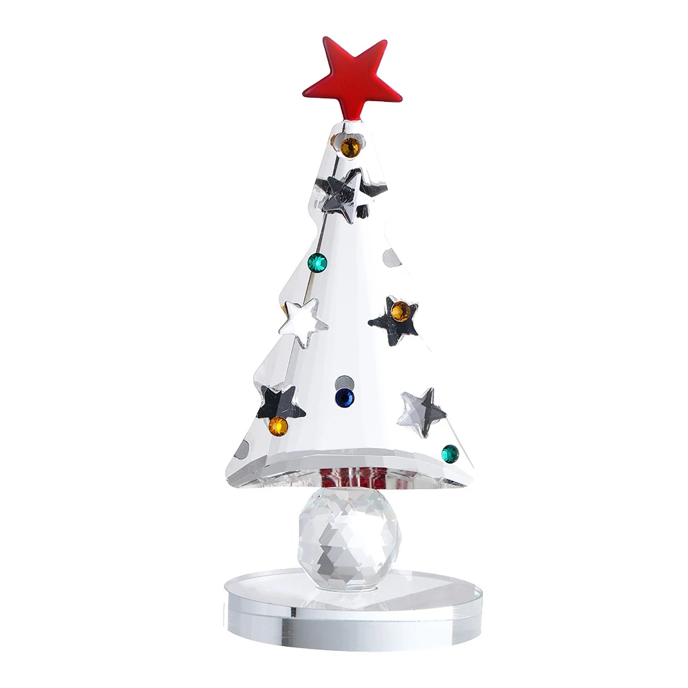 ClearCrystalGlassChristmasTreeHolidayFigurinewithGiftBox