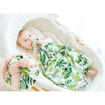

Muslin Baby Floral Blanket Bamboo Cotton Swaddle Wraps Newborn Photography Props Accessories