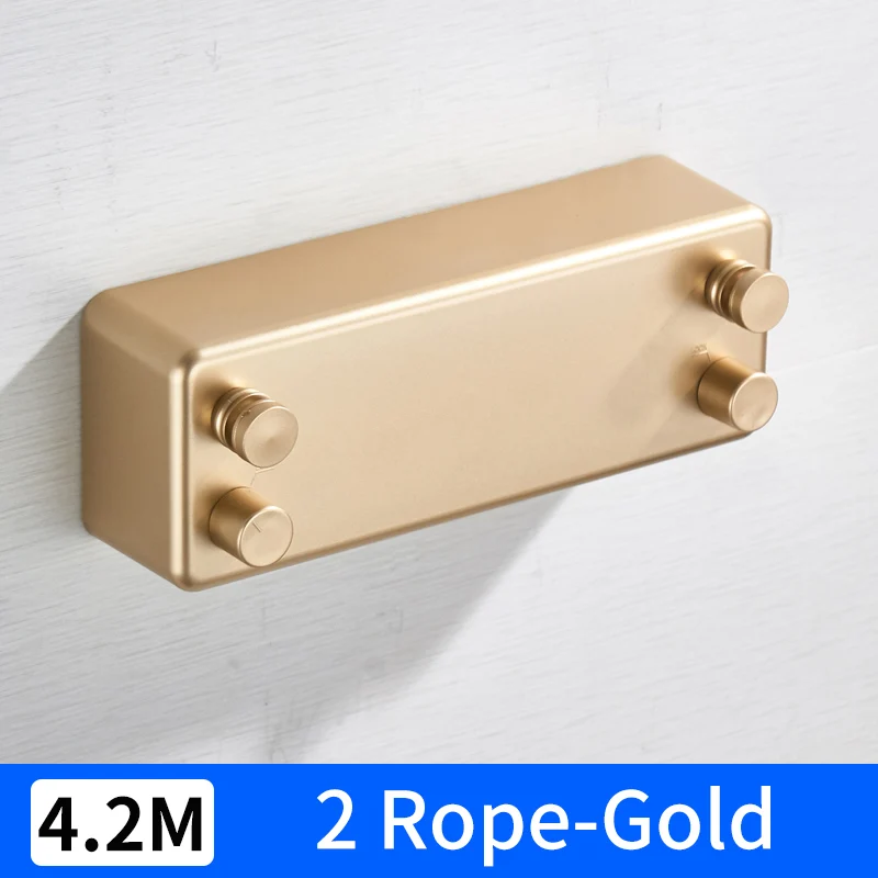 2 Rope-Gold Выдвижная Веревка для белья Крытый Открытый 2 Веревка телескопическая нержавеющая веревка невидимая одежда вешалки для белья настенная сушилка - Цвет: 2 Rope-Gold