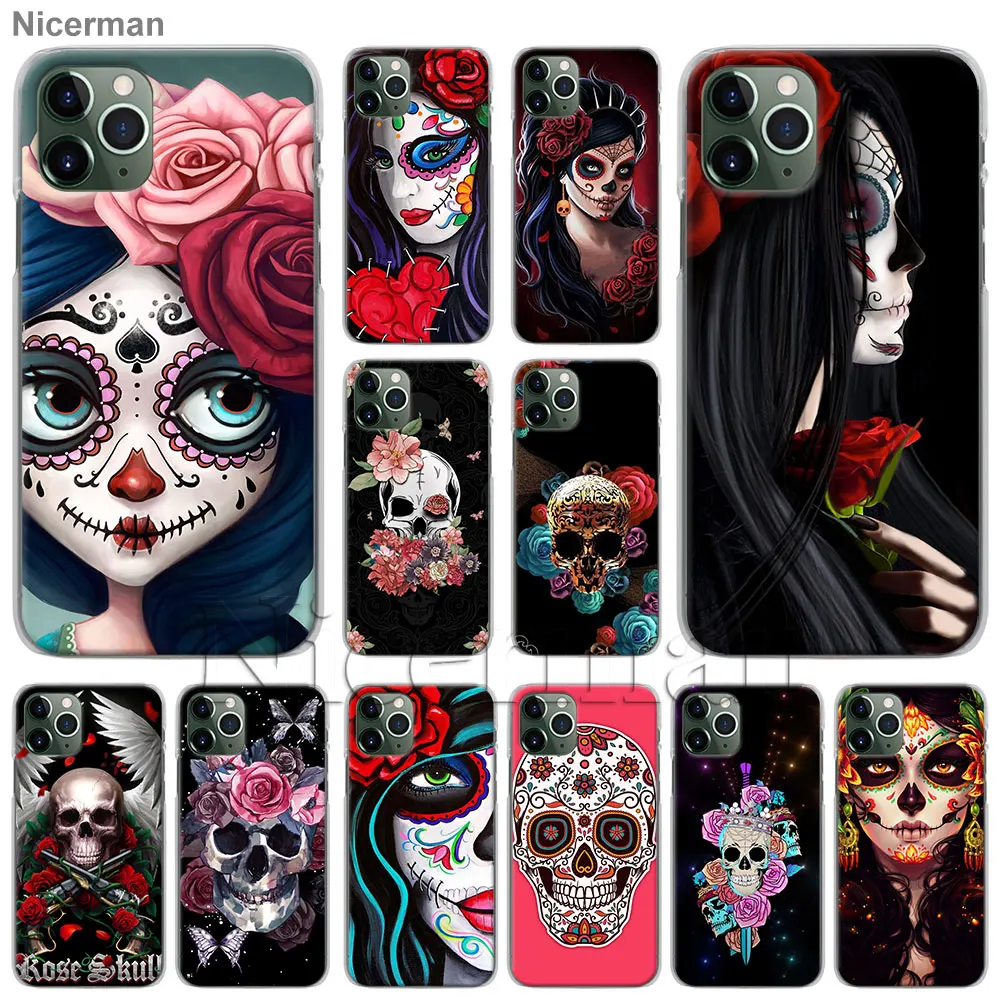 Catrina красивая Роза девушка череп арт телефон Оболочка Чехол для Apple iPhone X XR XS 11 Pro Max 7 8 6 6s Plus 5 5S жесткий чехол