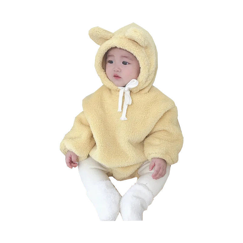 

MILANCEL 2020 Baby Clothes Winter Toddler Girls Bodysuit Bear Hooded Infant Jumpsuits Warm Boys Outfit