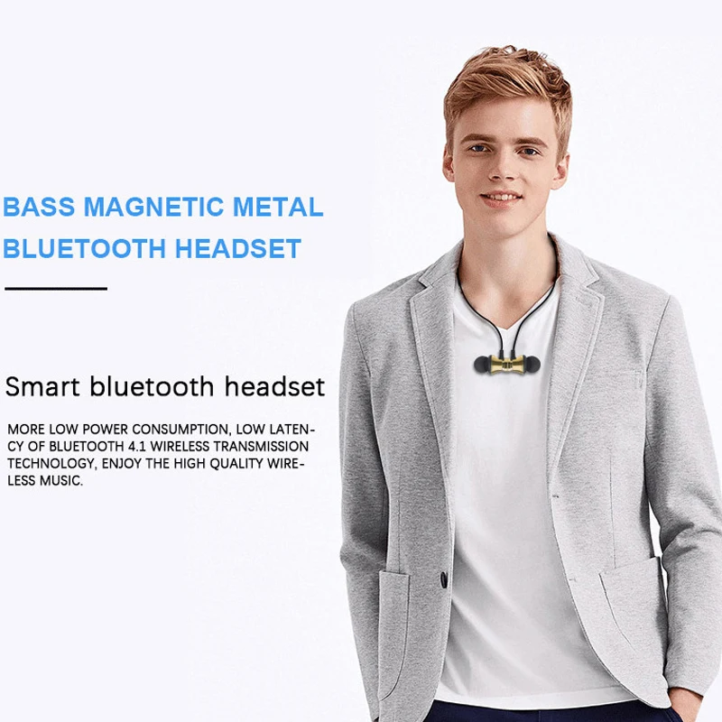 Sports magnet Stereo Bluetooth Earphone With HD Mic Wireless Sport Headset Earbuds For Android IOS